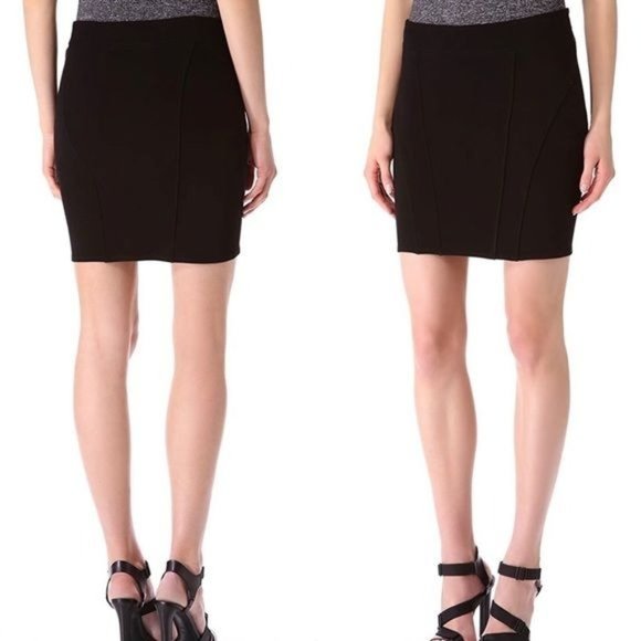 Helmut Lang | ‘Gala’ Classic Black Jersey Knit Stretch Bodycon Pencil Midi Skirt - Picture 1 of 8